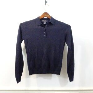 Brooks Brothers Merino Wool Blend Sweater Navy Blue Size XS Collared Popover